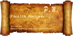 Pántlik Mariann névjegykártya